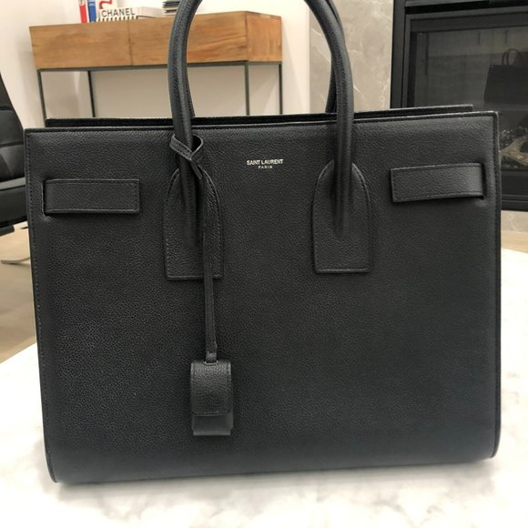 Saint Laurent YSL Black Grained Leather Small Sac de Jour Top Handle w/ Strap - Picture 12 of 12